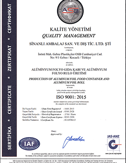 ISO 9001 Sertifikası